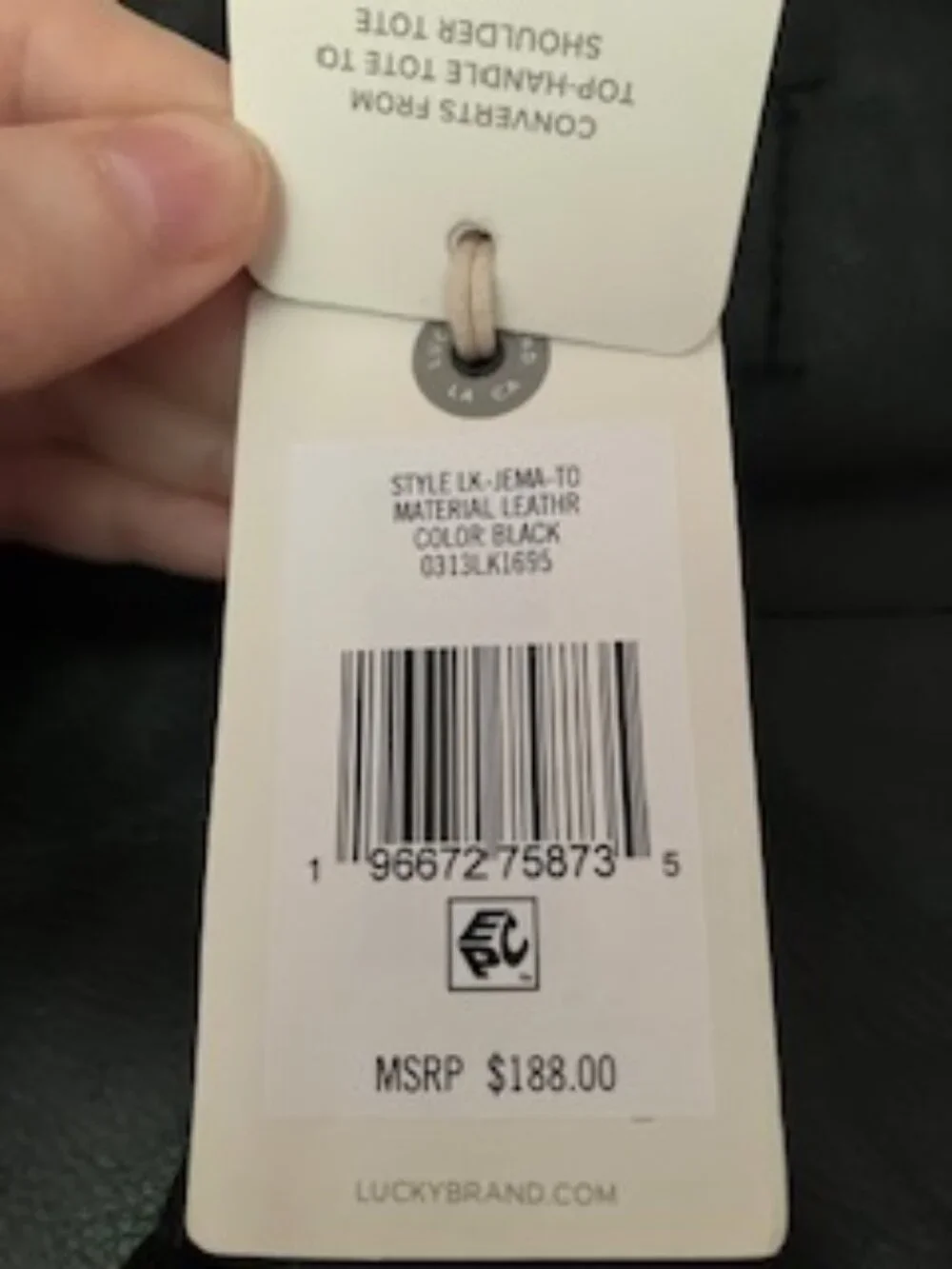 NWT Lucky Brand 2-in-1 Genuine Leather Black Tote
